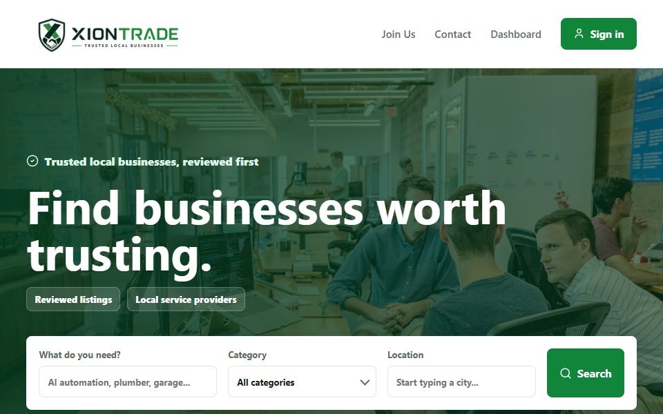 Xion Trade homepage